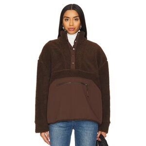 NWT LPA Snap Front Pullover in Chocolate Brown